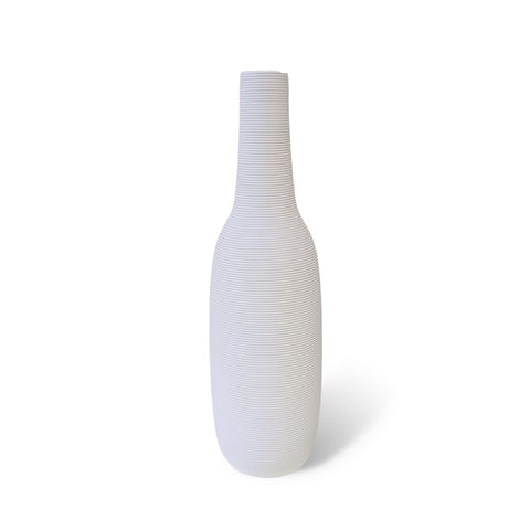 White Tall Ribbed Vase DB Studio